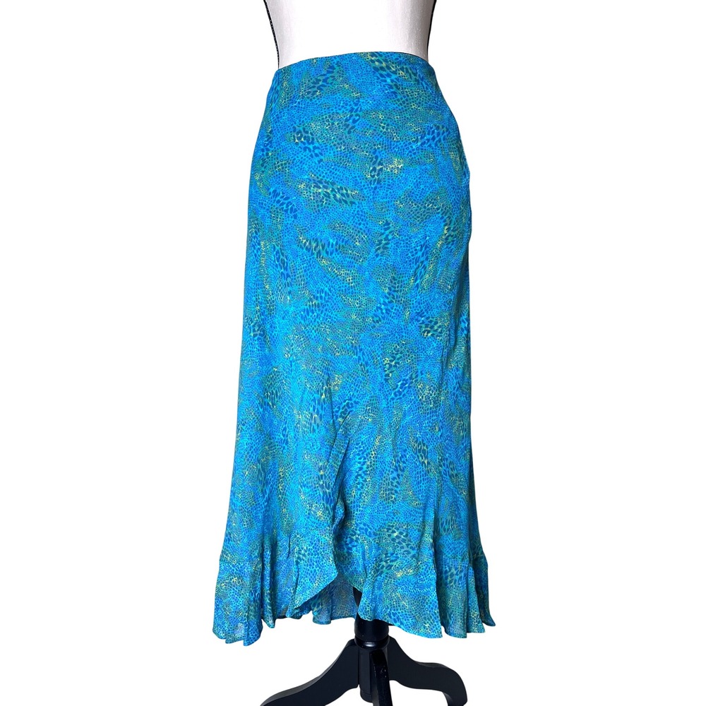 Tessuto Pull On Y2K Boho Midi Slip Skirt Ruffle‎ Hem Size Large Boho